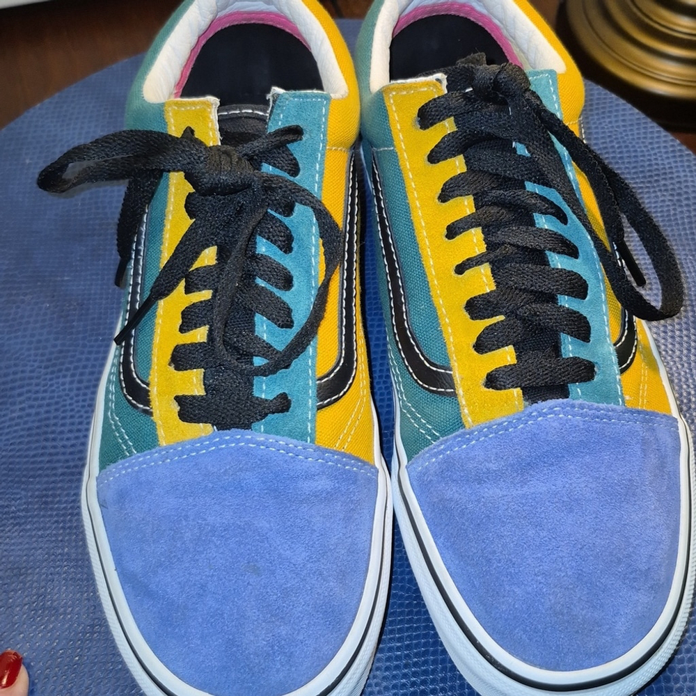 Vans Old Skool Men's Blue Suede/yellow Canvas.low Profile Shoes.(#1934)EC. - Picture 4 of 11